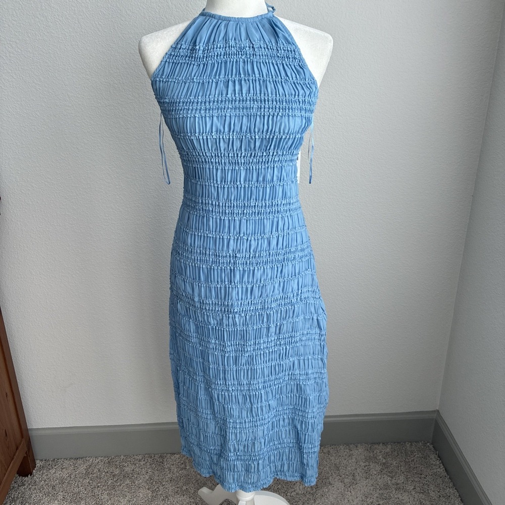 Abercrombie & Fitch Halter Top Ruffle Smock Midi Dress Fun Flirty Small Petite